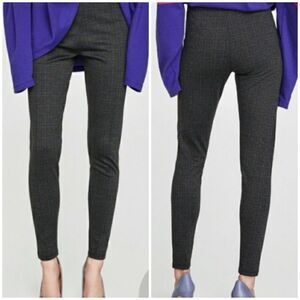Zara Basic Plaid legging Gray Blue Size Small